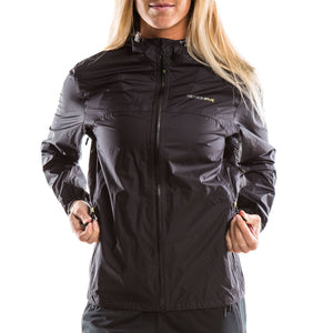SeasonFive Women's Blanca Rain Shell jacket great for; biking, watersports, sailing, paddle boarding, fishing, trails, training, and backpacking
